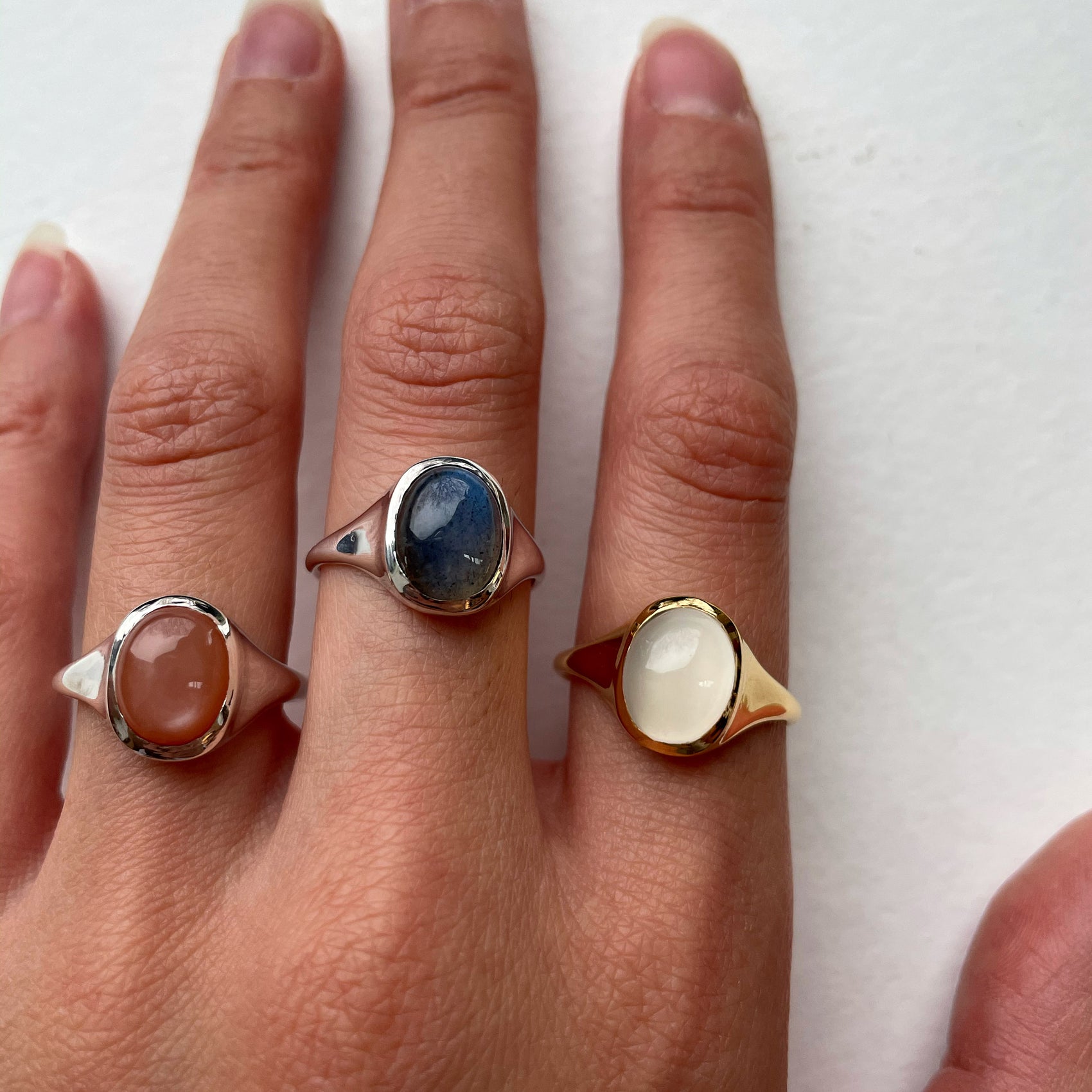 Peach Moonstone Signet Ring - Limited Edition