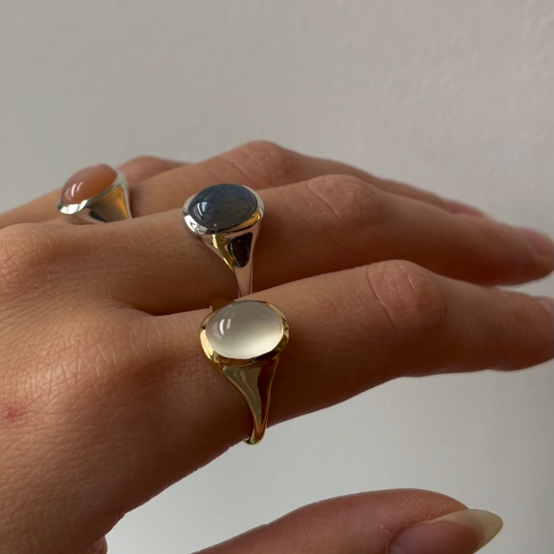 Peach Moonstone Signet Ring - Limited Edition
