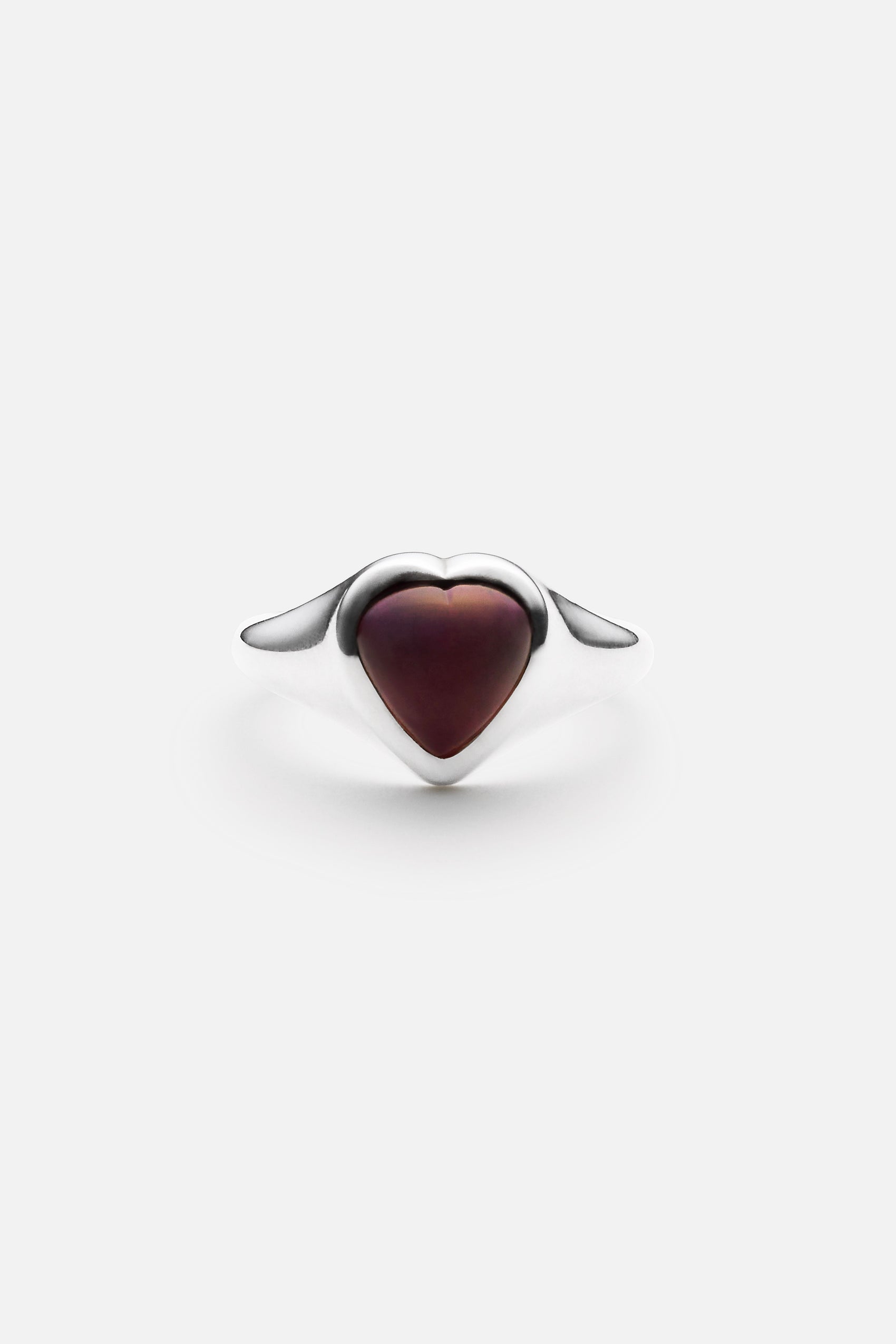 Lola Silver Garnet Heart Signet Ring — Limited Edition