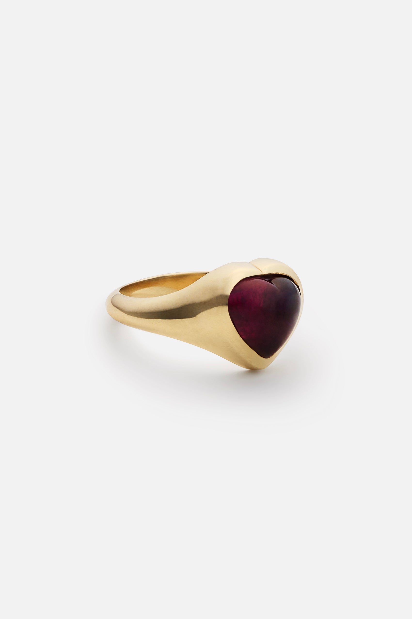 Lola Gold Garnet Heart Signet Ring — Limited Edition
