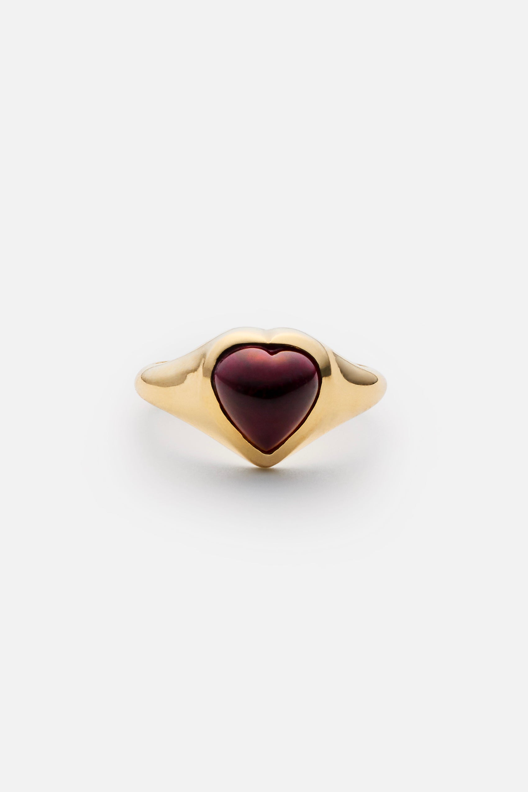 Lola Gold Garnet Heart Signet Ring — Limited Edition